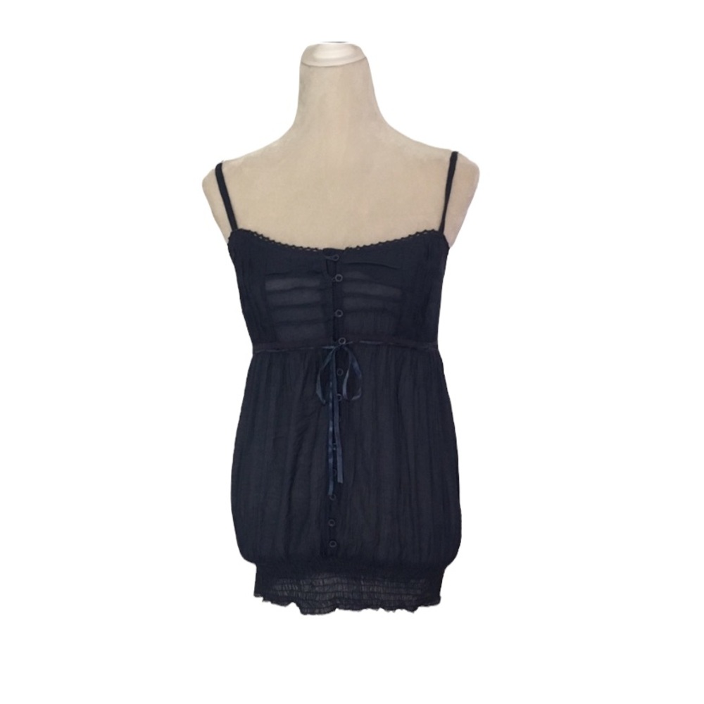 Y2K Mine Blue Sheer Tunic Top Size Large